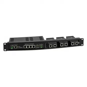 ALLNET 4-poorts Gigabit LT-PoE 90W unmanaged switch met 19 inch 1HE patchpanel