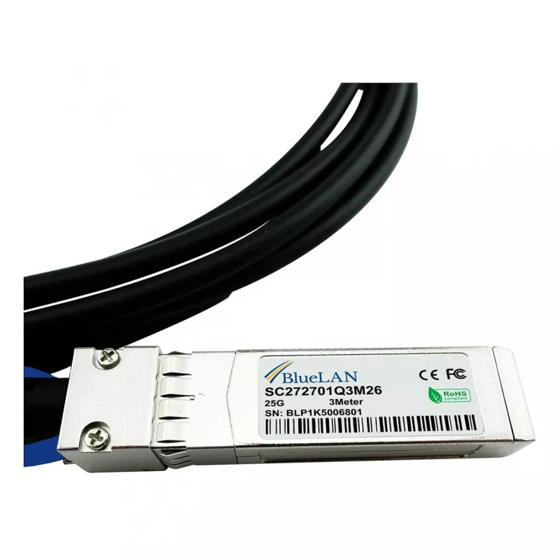 BlueOptics Networks 10520 compatibele BlueLAN 25GBASE-CR passieve SFP28 Direct Attach-kabel, 1 meter, AWG30