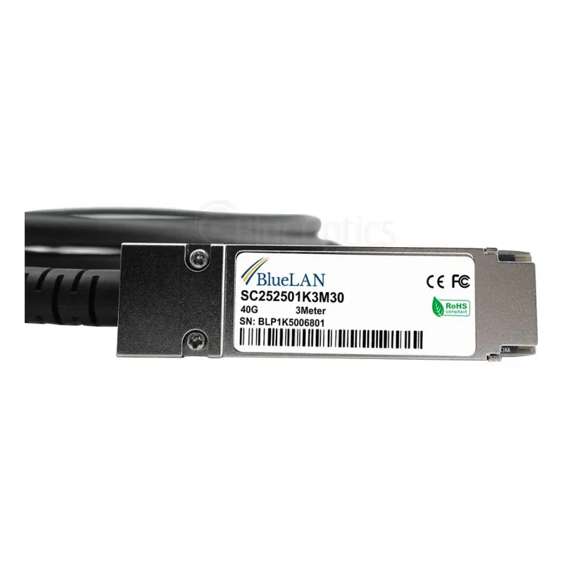 BlueOptics Networks 10313 compatibele BlueLAN DAC QSFP+ 40GBASE-CR4 passieve Direct Attach-kabel, 3m (10313-BL)