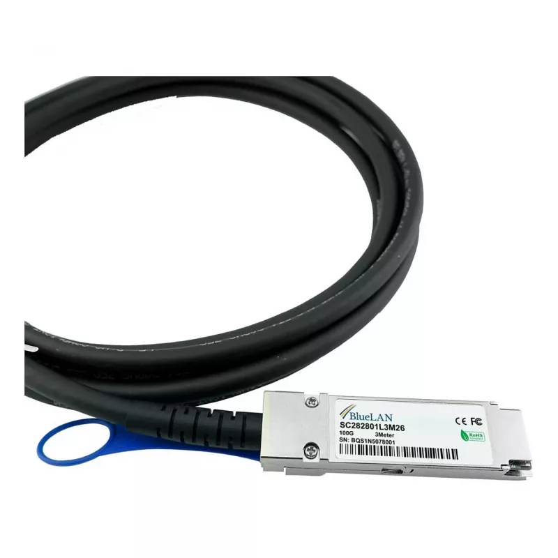 BLUELAN 10413-BL compatibele Extreme Networks QSFP28 Direct Attach-kabel, 100GBASE-CR4, Infiniband EDR, 26AWG, 3m