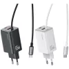 USAMS JC-serie CC266 65W GaN snellader 2xUSB-C 1xUSB-A met geïntegreerde USB-C-kabel 1,5m wit