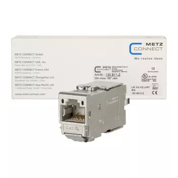 METZ CONNECT C6Amodul 180° RJ45 Keystone-module Cat.6A STP (12-pack) - metallic