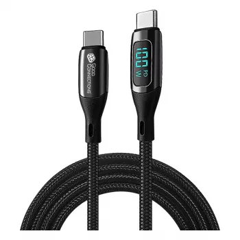 Good Connections USB 2.0 laad- en datakabel 100W met digitale display USB-C naar USB-C 1m zwart