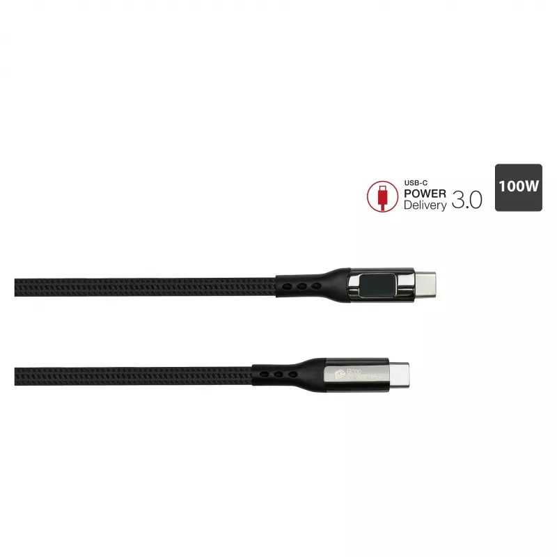 Good Connections USB 2.0 laad- en datakabel 100W met digitale display USB-C naar USB-C 1m zwart