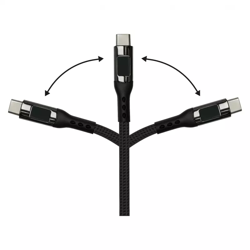 Good Connections USB 2.0 laad- en datakabel 100W met digitale display USB-C naar USB-C 1m zwart