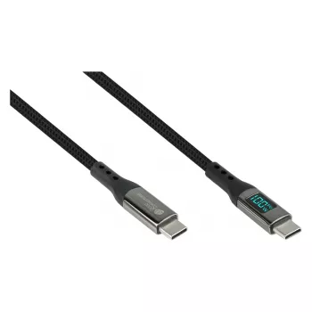 Good Connections USB 2.0 laad- en datakabel 100W met digitale display USB-C naar USB-C 1m zwart