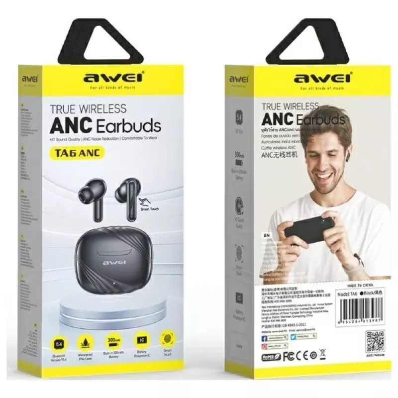 AWEI TA6 ANC Bluetooth-hoofdtelefoon zwart