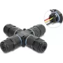 Delock X-Shape kabelverbinder met schroefklem 3-polig, IP68 waterdicht voor kabeldiameter 5 - 9 mm, incl. afdichtingen voor 9 - 12 mm, gereedschapsloos zwart (87247)