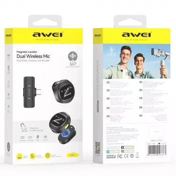 AWEI MK3 Duo Draadloze Lavalier Microfoon Zwart