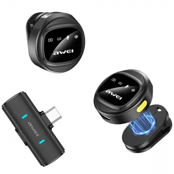 AWEI MK3 Duo Draadloze Lavalier Microfoon Zwart
