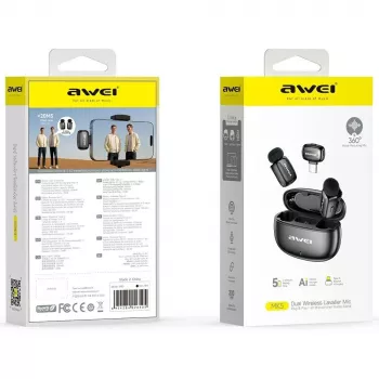 AWEI MK5 Duo Ai-Voice Black Draadloze Lavalier Microfoon