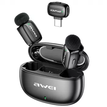 AWEI MK5 Duo Ai-Voice Black Draadloze Lavalier Microfoon