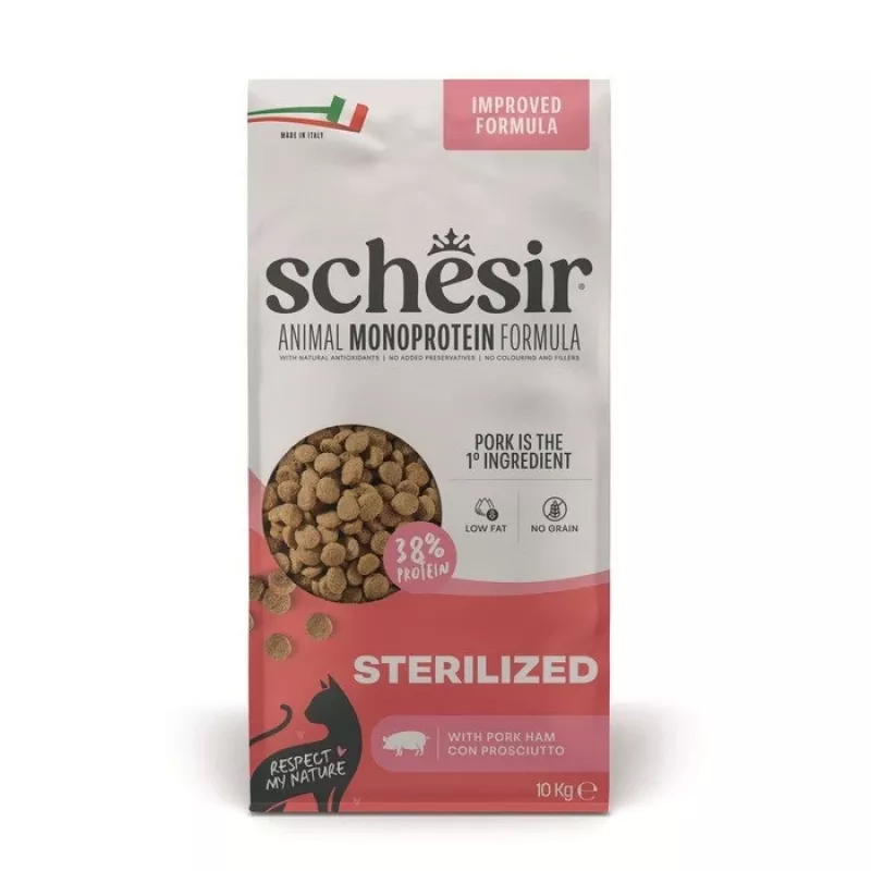 SCHESIR Sterilized with Ham Droog Kattenvoer 10kg