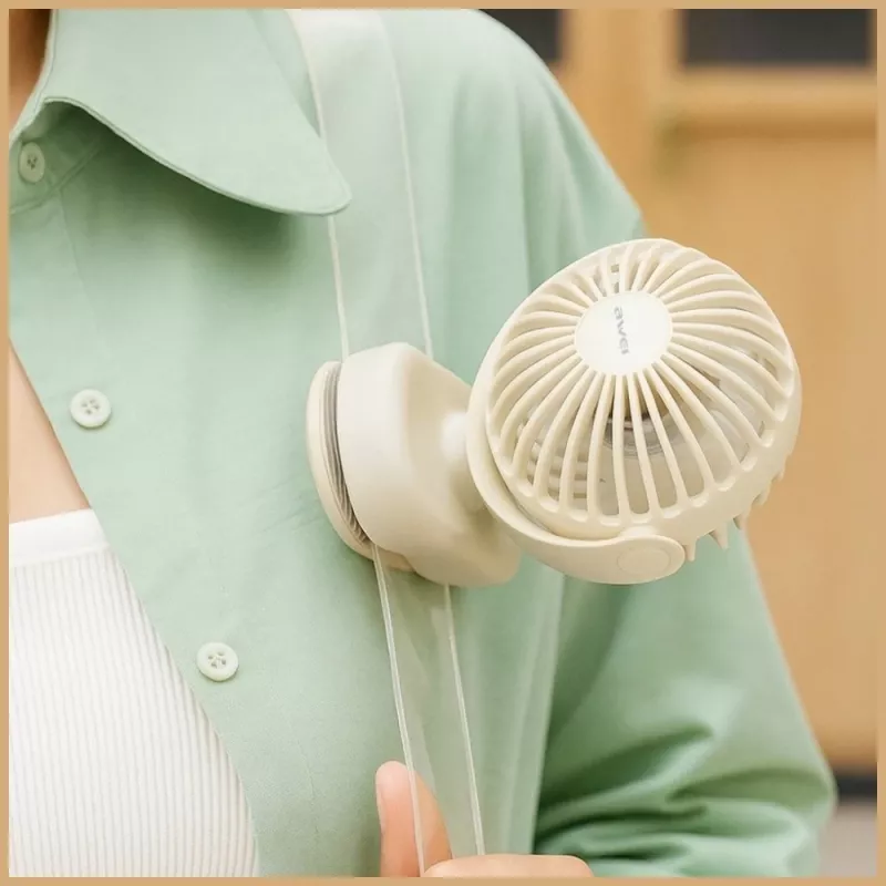 AWEI F45 mini tafelventilator met clip, 1200mAh, wit