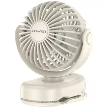 AWEI F45 mini tafelventilator met clip, 1200mAh, wit