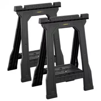 STANLEY Rack-horse Junior 2 stuks zaagbok dubbelpak, 360 kg draagvermogen, opvouwbaar, zwart/geel