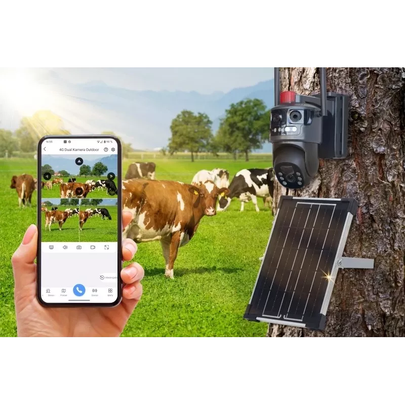 Technaxx TX-329 Dual 4G LTE buitenbewakingscamera 3MP+3MP met zonnepaneel