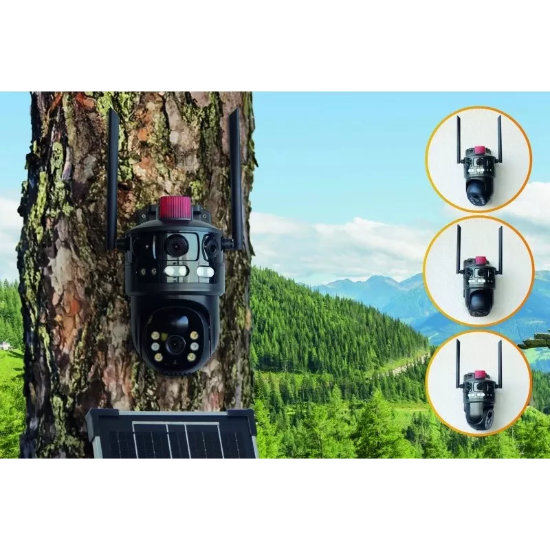 Technaxx TX-329 Dual 4G LTE buitenbewakingscamera 3MP+3MP met zonnepaneel