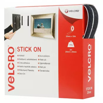 VELCRO zelfklevende haak-en-lusband 20mm x 10m zwart