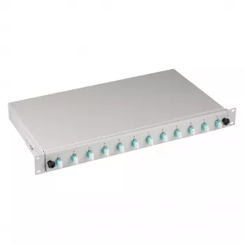 EFB-Elektronik splice box LC 50/125µm OM3 uittrekbaar, 24 pigtails voorgemonteerd / 12 koppelingen