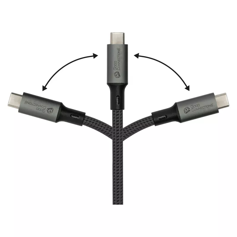 GoodConnections USB-C 4.0 (ST-ST) 1m gevlochten kabel 100W 8K 30Hz antraciet