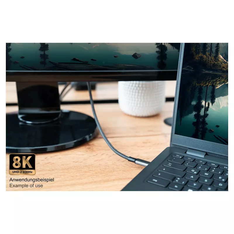 GoodConnections USB-C 4.0 (ST-ST) 1m gevlochten kabel 100W 8K 30Hz antraciet
