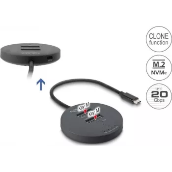 Delock USB 20 Gbps M.2-dockingstation voor 2 x M.2 NVMe PCIe SSD met kloonfunctie