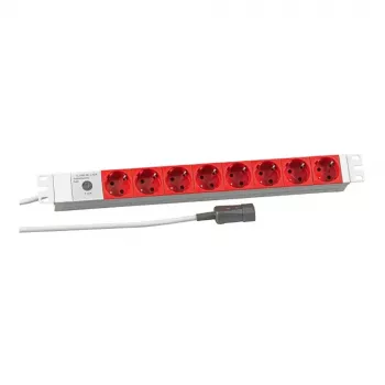 EFB Elektronik Koop PROFIversal Stekkerdoos (rackmontage) - 8 x Schuko-contactdozen, IEC C14-ingang, 250 V, 10 A, 2500 W, 1U, zwart