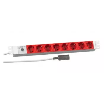 EFB Elektronik Koop PROFIversal Stekkerdoos (rackmontage) - 8 x Schuko-contactdozen, IEC C14-ingang, 250 V, 10 A, 2500 W, 1U, zwart