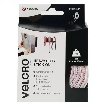 VELCRO Brand Heavy Duty zelfklevende klittenband, wit, 50mm x 1m