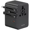USAMS reisadapter CC310 70W 3xUSB-C US/AU/EU/UK zwart
