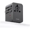 USAMS reisadapter CC310 70W 3xUSB-C US/AU/EU/UK zwart