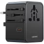 USAMS reisadapter CC310 70W 3xUSB-C US/AU/EU/UK zwart