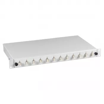 EFB Elektronik lasbox 6x LC Duplex OM4 uitschuifbaar, 1U, deels gevuld, lichtgrijs