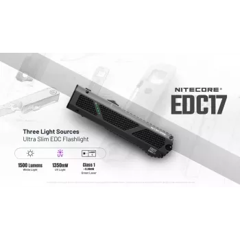 Nitecore EDC17 zaklamp 1500 lumen USB-C oplaadbaar met Class 1 laserpointer