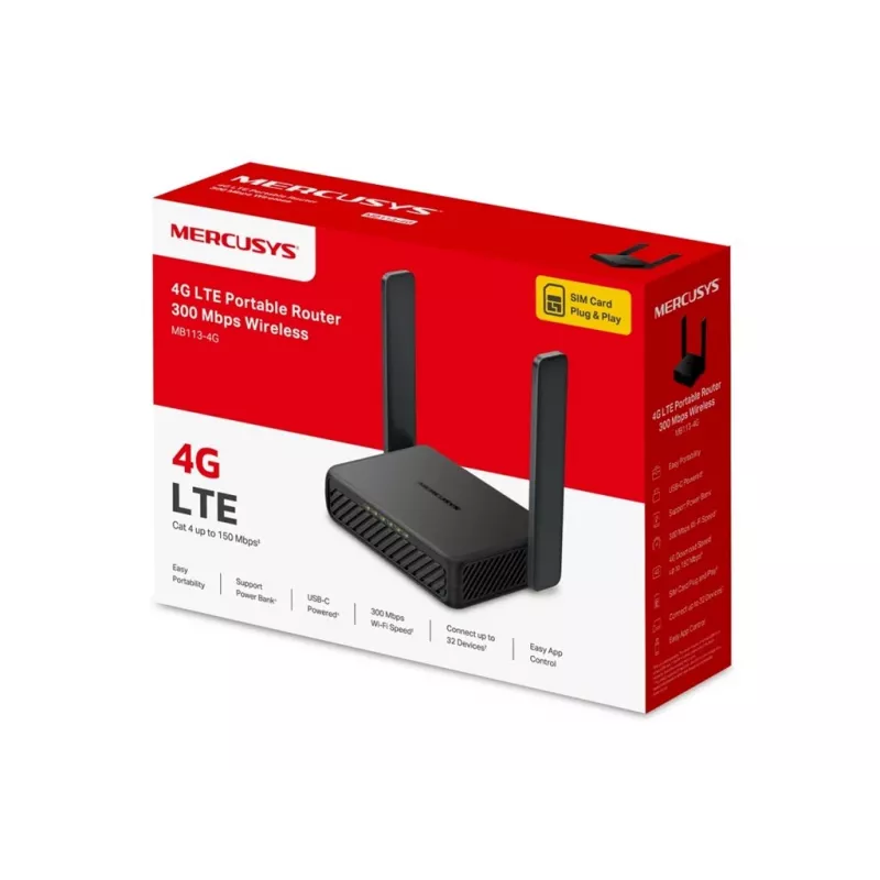 Mercusys MB113-4G draadloze 4G LTE draagbare router 300Mbps