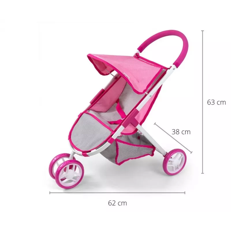 MILLY MALLY poppenwagen Susie Prestige – roze/grijs/wit