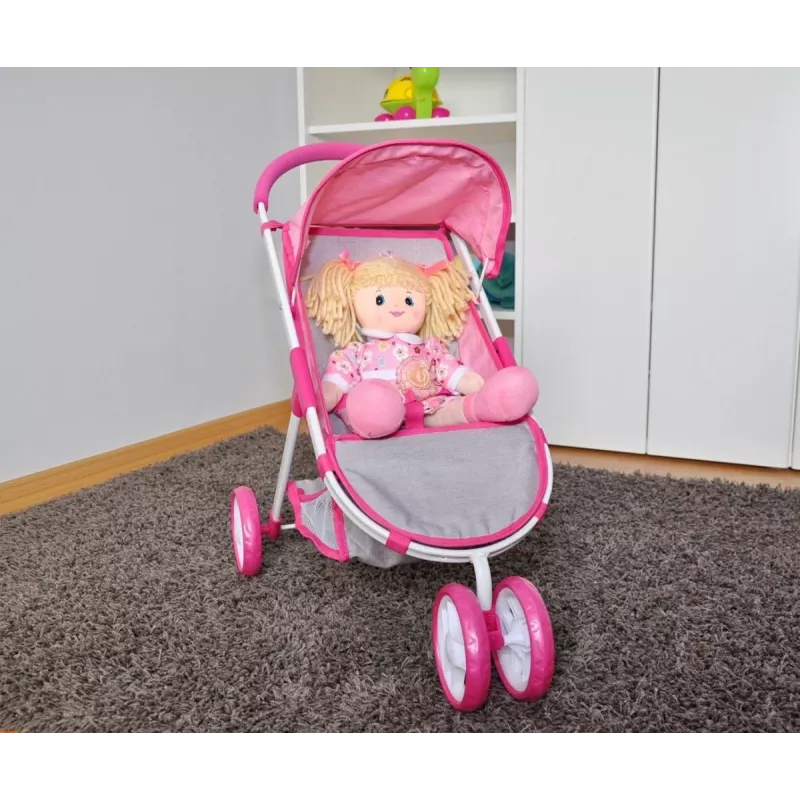 MILLY MALLY poppenwagen Susie Prestige – roze/grijs/wit