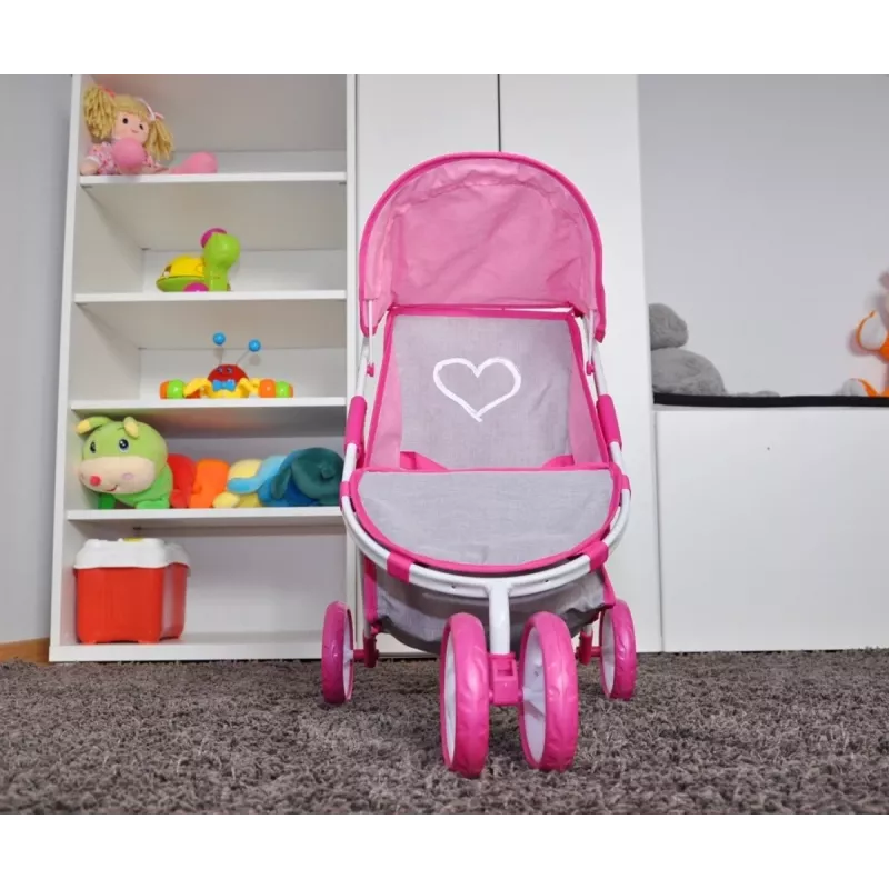 MILLY MALLY poppenwagen Susie Prestige – roze/grijs/wit