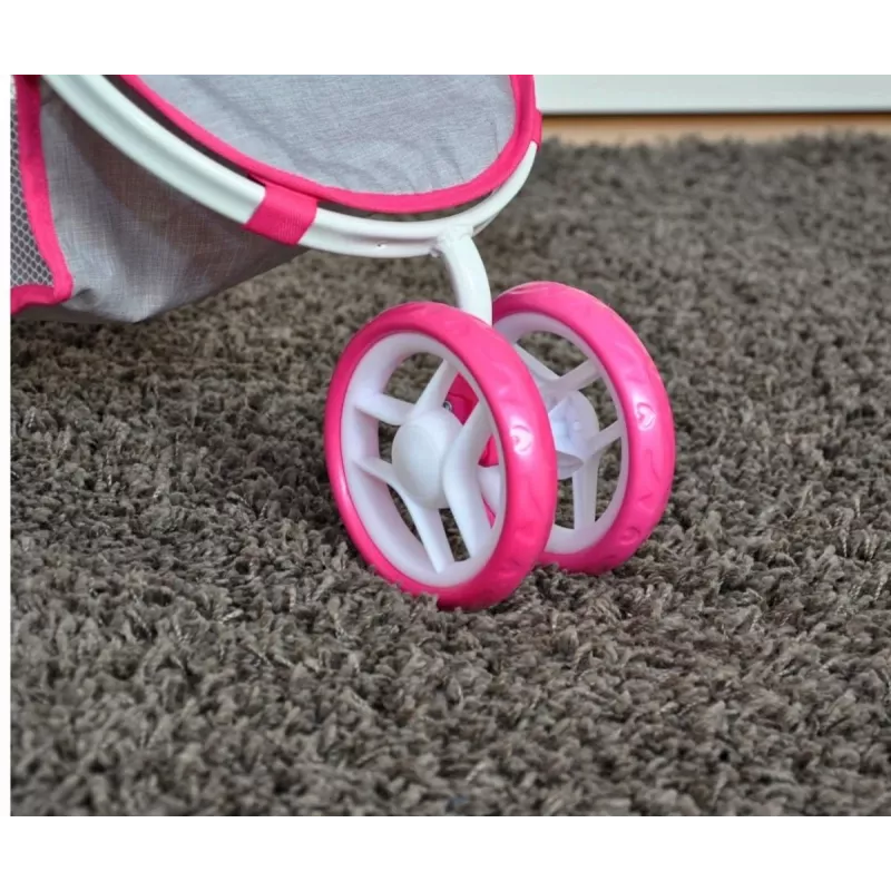 MILLY MALLY poppenwagen Susie Prestige – roze/grijs/wit