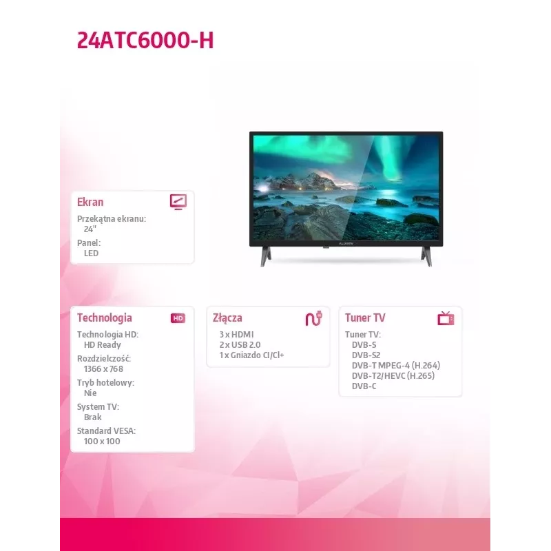 Allview 24ATC6000-H 24 inch HD LED TV, zwart