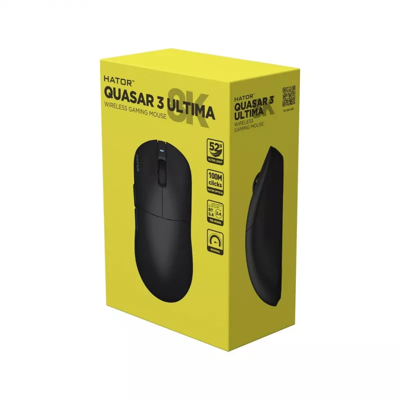 Hator Quasar 3 Ultima 8K Draadloze Gaming Muis zwart