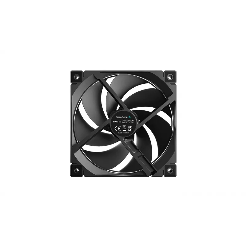 Deepcool FD12 V2 120mm zwarte behuizingsventilator, 4-Pin PWM, Fluiddynamisch lager
