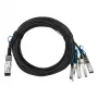 BlueOptics Intel XXV4DACBL3M compatibele BlueLAN passieve 100GBASE-CR4 QSFP28 naar 4x25GBASE-CR SFP28 Direct Attach breakout-kabel, 3m, AWG26