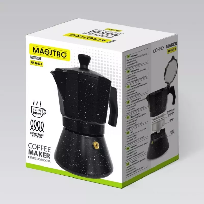 Maestro Granite MR-1667-3 Moka-koffiezetter 150ml 3 kopjes Grijs