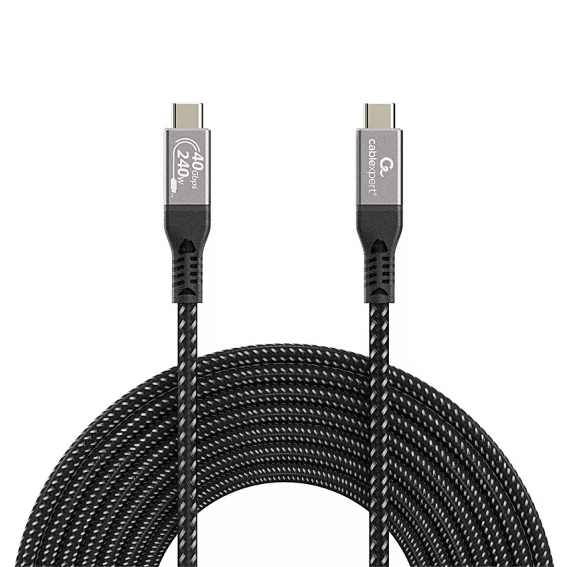 Gembird CCBP-USB4-CMCM240-0.3M Premium USB4 Type-C laad- en datakabel, 40 Gbit/s, 240 W, 0,3 m