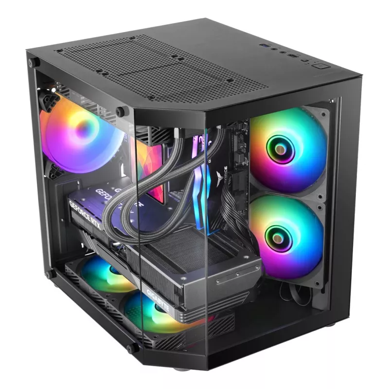 TACENS Mars Gaming MC-3TLITE mini tower zwart tempered glass FRGB behuizing