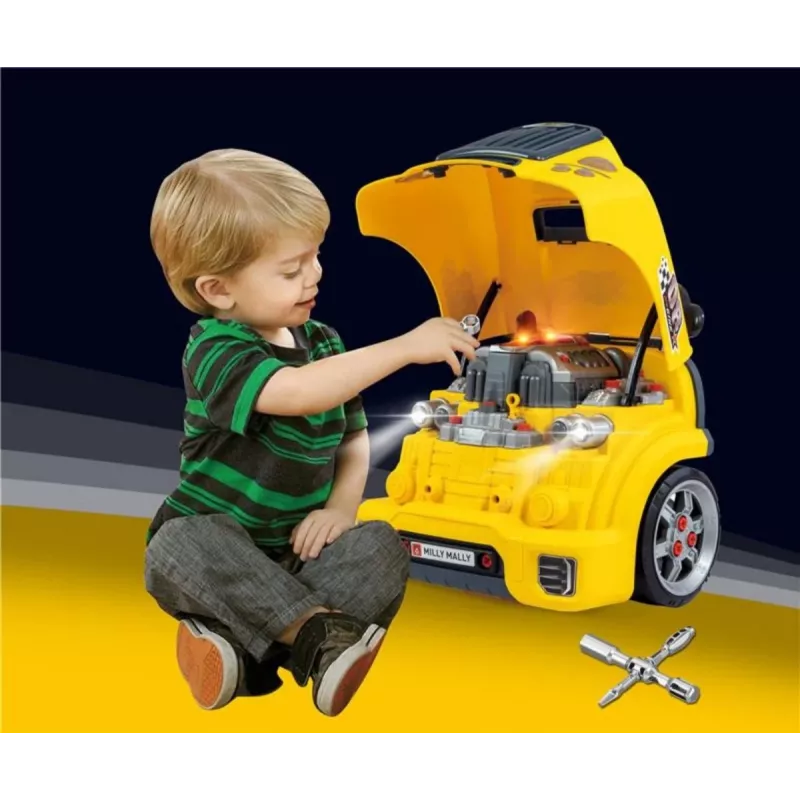 MILLY MALLY monteursworkshop set met gedemonteerde motor N-Gine geel