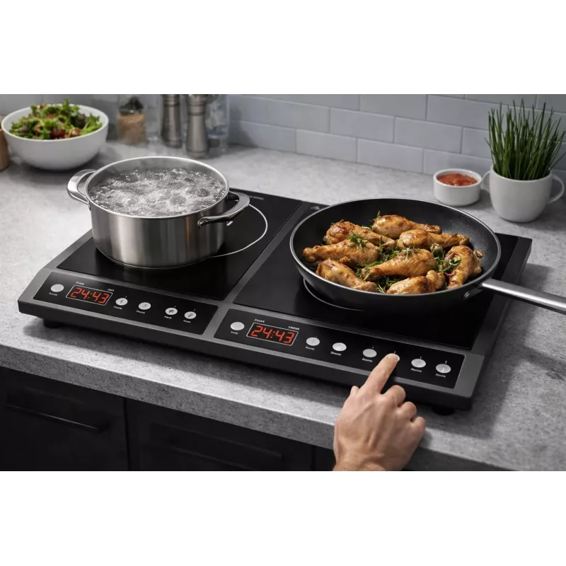 BLOW inductiekookplaat met twee kookzones, instelbaar 2000W + 2000W