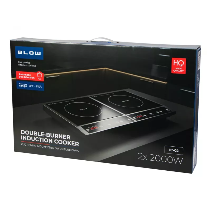 BLOW inductiekookplaat met twee kookzones, instelbaar 2000W + 2000W